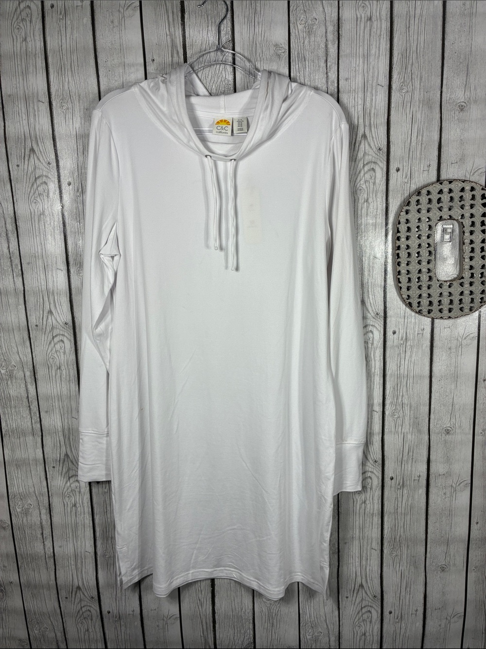 C&C UPF 50 Long-Sleeve Knit Hooded Cowl Dress Size XL